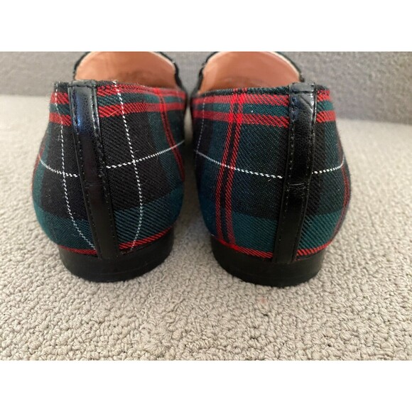 J. Crew Womens Jamie Tartan Plaid Pearl Red Green Embellished Loafer Size 8.5 - Picture 4 of 10